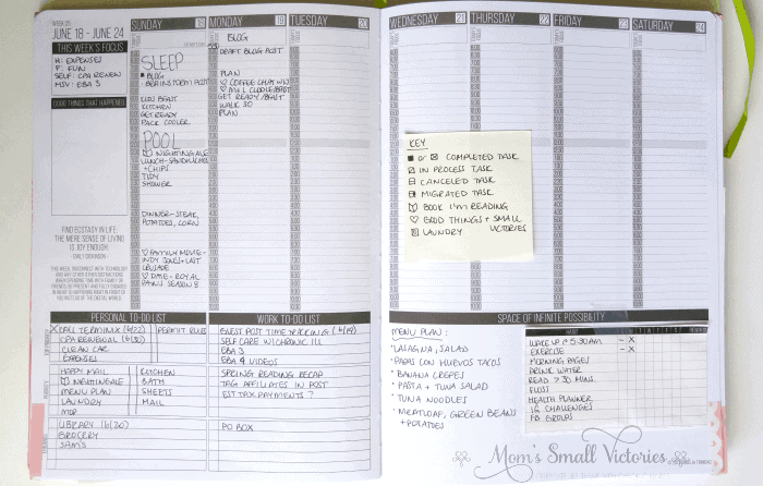 Time tracking in my Passion Planner. Each day, I use icons and write down when I start a particular task. It takes a few seconds to jot down how your time is spent but at the end of the week, you can learn what you need to do to boost your productivity.