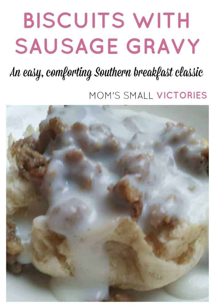 Biscuits with Sausage Gravy: an easy, comforting Southern breakfast classic. The star of this recipe is the gravy: the thick, creamy gravy warms your throat and soothes your belly.