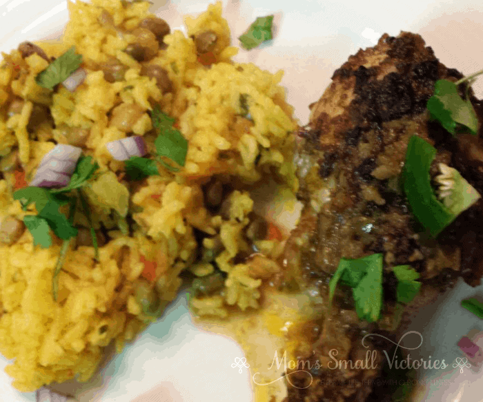 Caribbean Jerk Chicken with Arroz con Gandules is a delicious dairy, refined sugar and gluten free meal that will make your tastebuds sing.
