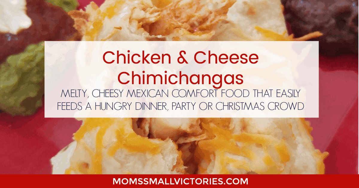 Mexican Chicken and Cheese Chimichangas are melt in your mouth delicious, and perfect to feed the crowd at Christmas or a big party. Easy to freeze or make ahead of time, these chicken and cheese chimichangas taste just as good reheated as they do the day you made them. A simple, comforting recipe that is sure to be a crowd pleaser with even the pickiest eaters.