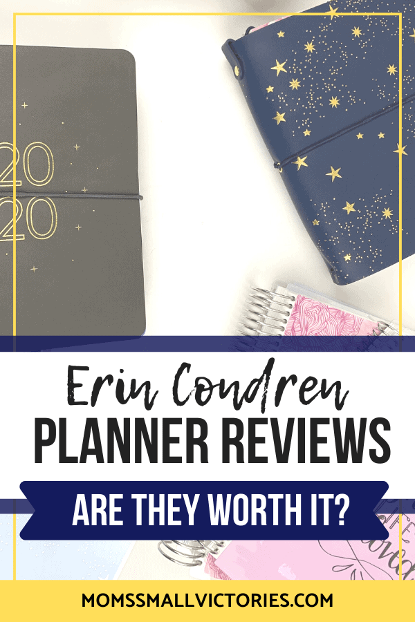 Are Erin Condren planners really worth it? I give you complete, detailed and honest Erin Condren planner reviews and a free ultimate comparison chart so you can decide if one of her planners is right for you. Erin Condren life planner reviews, Erin Condren daily planner reviews, Erin Condren monthly planner reviews, Erin Condren petite planner folio reviews and more! Everything you need to decide if an Erin Condren planner is right for you. #erincondren #planners #momssmallvictories